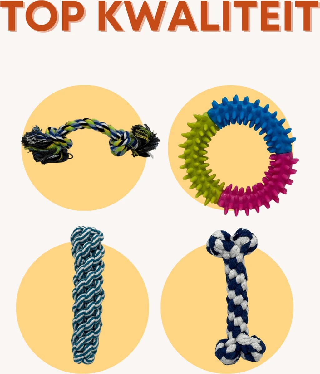 (Goedkoopste) Honden Speelgoed Set 15 Stuks Geschikt Voor Puppy's T/m Middelgrote Honden - Honden Kauw Speelgoed - 15 Stuks - Hondenspeeltjes - Intelligentie - Touw - Flostouw - Bijtring - Bal - Huisdieren Speelgoed 11 (Goedkoopste) Honden Speelgoed Set 15 Stuks Geschikt Voor Puppy's T/m Middelgrote Honden - Honden Kauw Speelgoed - 15 Stuks - Hondenspeeltjes - Intelligentie - Touw - Flostouw - Bijtring - Bal - Huisdieren Speelgoed - Afbeelding 9
