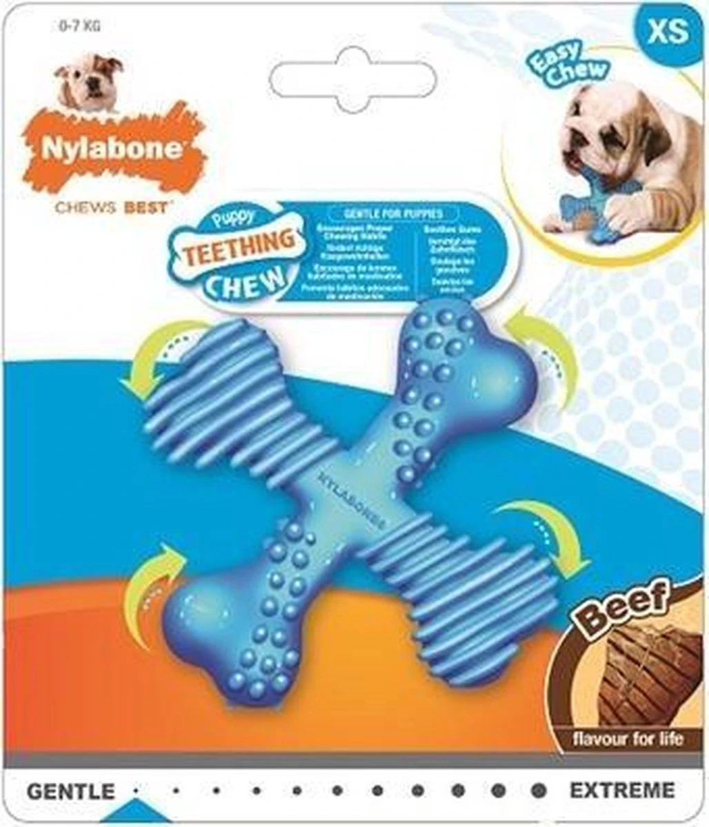 Nylabone Flexi Voor Honden Puppy Teething X Bone Beef Tot 11 Kg 8 Nylabone Flexi Voor Honden Puppy Teething X Bone Beef Tot 11 Kg - Afbeelding 6