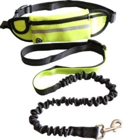 Hondenriem Hardloopriem Elastische Reflecterende Geschikt Voor Hardlopen - Handsfree Riem Met Opbergtasje – Hond Looplijn - Schokabsorberend - Groen