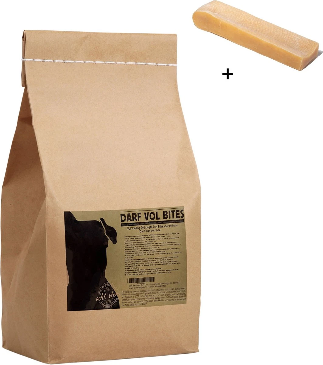 Darf Vol Bites Hondenbrokken – 20kg - Met AnimalZ Yak Hondensnack Medium T.w.v. 9,95 3 Darf Vol Bites Hondenbrokken – 20kg - Met AnimalZ Yak Hondensnack Medium T.w.v. 9,95