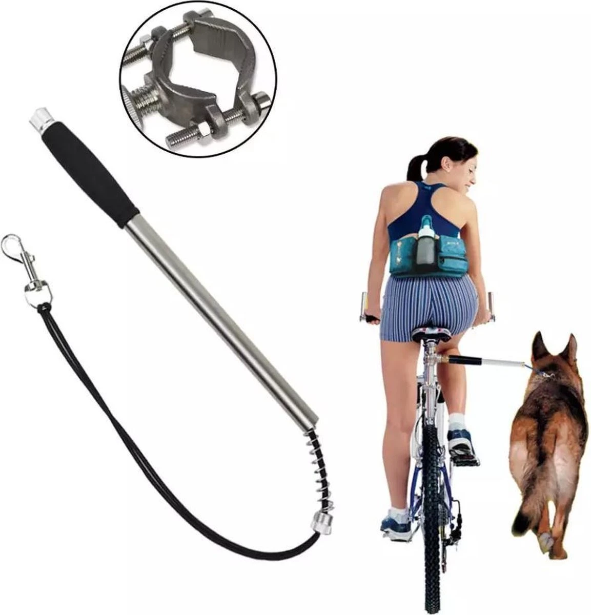 Fiets Hondenriem - Fietsbeugel Voor De Hond -Honden Fietsbeugel - Hondenlijn-Lijn Dog- Afstandshouder Hond 3 Fiets Hondenriem - Fietsbeugel Voor De Hond -Honden Fietsbeugel - Hondenlijn-Lijn Dog- Afstandshouder Hond
