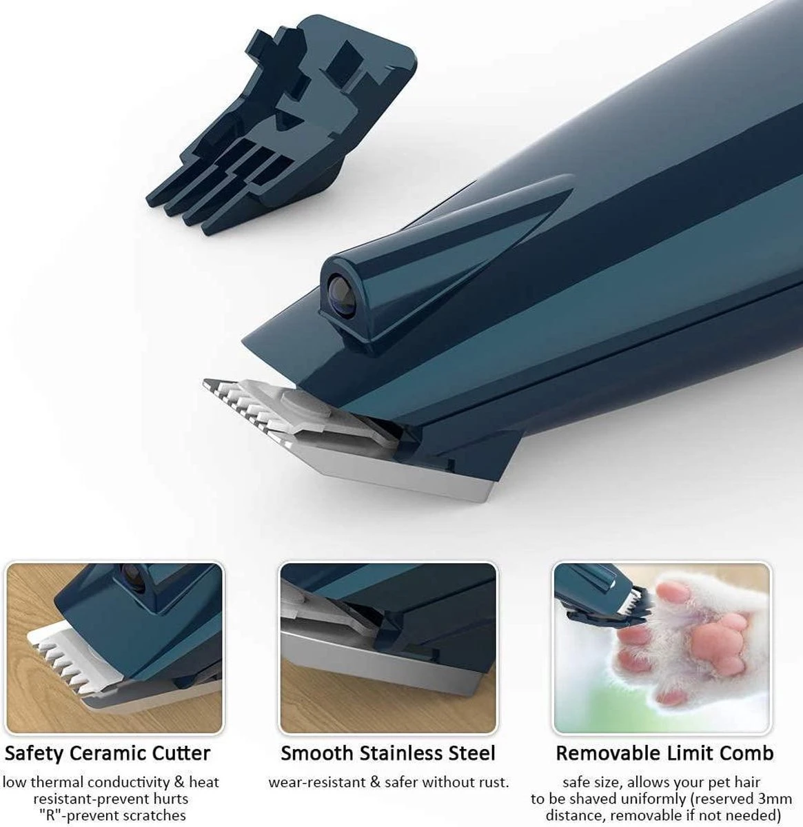 Buxibo Professionele Dieren Tondeuse Set - Tondeuse + Schaar - Voor Huisdieren Honden & Katten - Draadloos - Oplaadbare Pet Trimmer - Precieze Clipper - Low Noise 4 Buxibo Professionele Dieren Tondeuse Set - Tondeuse + Schaar - Voor Huisdieren Honden & Katten - Draadloos - Oplaadbare Pet Trimmer - Precieze Clipper - Low Noise - Afbeelding 2