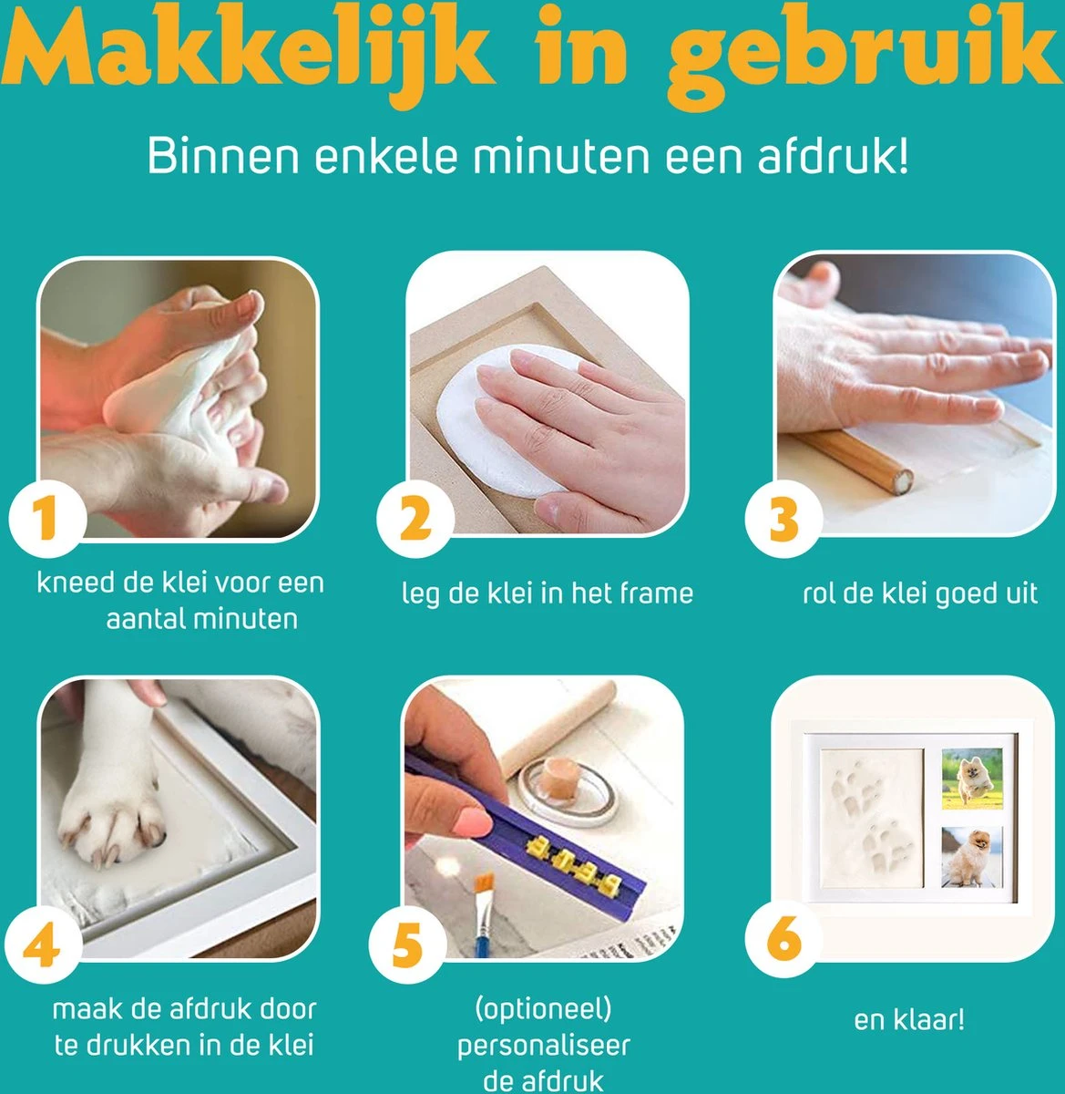 Honden Fotolijst Met Kleiafdruk - Gipsafdruk - Speelgoed Voor Dieren - Pootafdruk Hond - Puppy Speelgoed - Gipsafdruk Huisdier 4 Honden Fotolijst Met Kleiafdruk - Gipsafdruk - Speelgoed Voor Dieren - Pootafdruk Hond - Puppy Speelgoed - Gipsafdruk Huisdier - Afbeelding 2