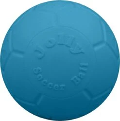 Jolly Pets Jolly Soccer Ball – Hondenspeelgoed – Hondenspeeltjes Voor Binnen En Buiten – Hondenbal Voor Honden – Hondenvoetbal – Jollyflex Stevig Kunststof – Drijvend Hondenspeeltje – Ø20cm – Licht Blauw