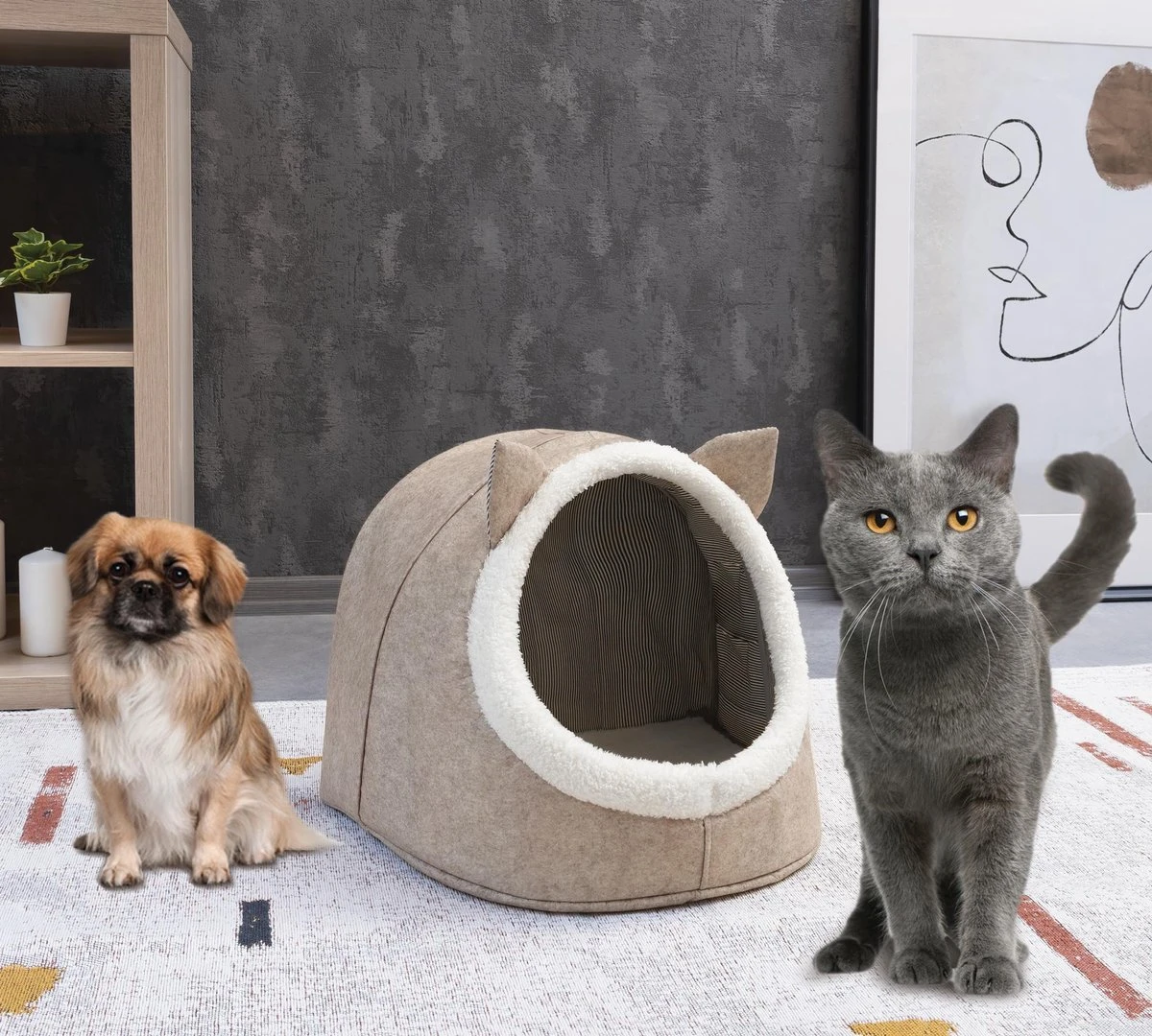 Merkloos Opvouwbaar Kattenhuis - En Hondennest – Cat House - Kattenhol - Cat Cave - Beige 5 Merkloos Opvouwbaar Kattenhuis - En Hondennest – Cat House - Kattenhol - Cat Cave - Beige - Afbeelding 3