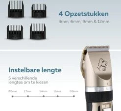 BYER Professionele Dieren Tondeuse Set - Voor Huisdieren Katten & Honden - Draadloos - Oplaadbare Pet Trimmer - Dog Tondeuze Clipper - 5 Standen & Vier Opzetkammen - Low Noise -Hondenserie Winkel 1200x1096 2