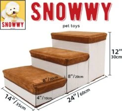 SNOWWY - Hondentrap Met Opslagruimte - Honden Loopplank Met Handige Opslagvakje - Hondenloopplanken - Inklapbaar - Huisdier Opstap - Hondentrapje - Bruin -Hondenserie Winkel 1200x1099