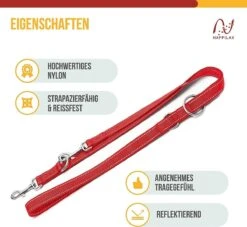 Happilax Dog Leash 2m Adjustable - Red / Reflective - 3-Step Adjustable Leash - Double Leash, Tug Leash - Geschikt Als Hondenriem Voor Grote Honden Of Als Sleepriem Voor Kleine Honden. -Hondenserie Winkel 1200x1103 3