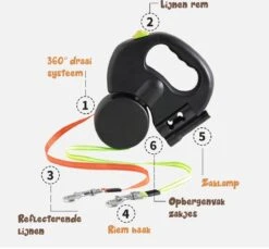 Dubbele Honden Riem – Leiband Hond – Hondenlijn – Looplijn Hond – 2 Honden – 3 Meter – Tot 12kg Per Hond – Reflecterende Lijnen – Met Zaklamp – 360° Draaien – Verstelbaar - Zwart 21 Dubbele Honden Riem – Leiband Hond – Hondenlijn – Looplijn Hond – 2 Honden – 3 Meter – Tot 12kg Per Hond – Reflecterende Lijnen – Met Zaklamp – 360° Draaien – Verstelbaar - Zwart -Hondenserie Winkel 1200x1111 3