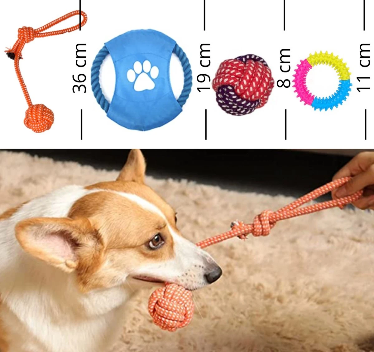 (Goedkoopste) Honden Speelgoed Set 15 Stuks Geschikt Voor Puppy's T/m Middelgrote Honden - Honden Kauw Speelgoed - 15 Stuks - Hondenspeeltjes - Intelligentie - Touw - Flostouw - Bijtring - Bal - Huisdieren Speelgoed 4 (Goedkoopste) Honden Speelgoed Set 15 Stuks Geschikt Voor Puppy's T/m Middelgrote Honden - Honden Kauw Speelgoed - 15 Stuks - Hondenspeeltjes - Intelligentie - Touw - Flostouw - Bijtring - Bal - Huisdieren Speelgoed - Afbeelding 2