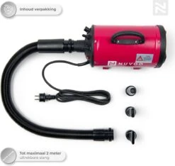 Nuvoo Professionele Hondenföhn / Waterblazer / Hondenborstel Met 3 Opzetstukken - Verstelbare Vermogen Tot 2200W - Warme / Koude Stand - Rood -Hondenserie Winkel 1200x1136 5