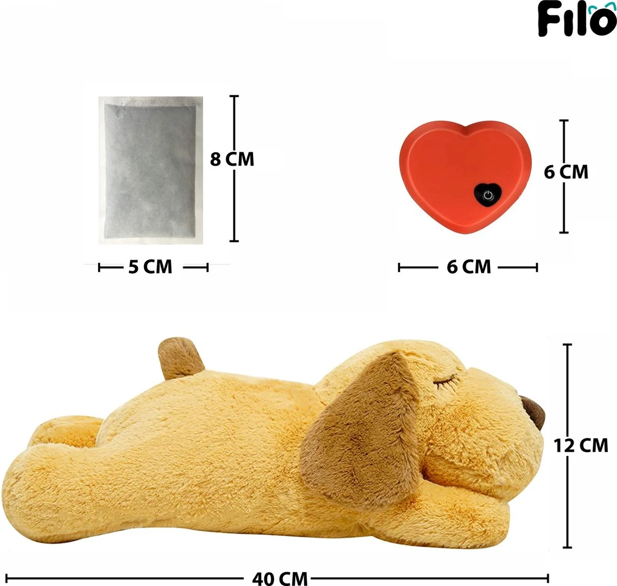 Filo Hondenknuffel Met Hartslag En Warmtebron - Hartslagknuffel Hondenspeelgoed Snuggle Puppy - Knuffel Met Hartslag - Heartbeat Knuffel Hond 6 Filo Hondenknuffel Met Hartslag En Warmtebron - Hartslagknuffel Hondenspeelgoed Snuggle Puppy - Knuffel Met Hartslag - Heartbeat Knuffel Hond - Afbeelding 4