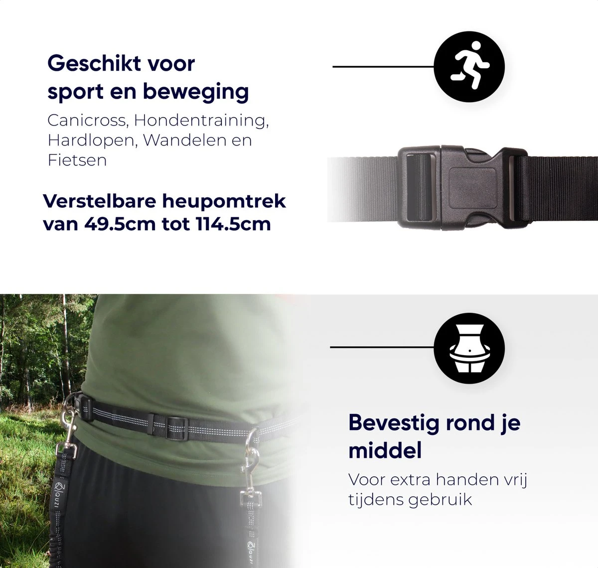 Canicross Looplijn Hond Met Heupriem Voor Hardlopen - Elastische Handsfree Hondenriem - Honden Trainingslijn - 150/210cm - Zwart 7 Canicross Looplijn Hond Met Heupriem Voor Hardlopen - Elastische Handsfree Hondenriem - Honden Trainingslijn - 150/210cm - Zwart - Afbeelding 5