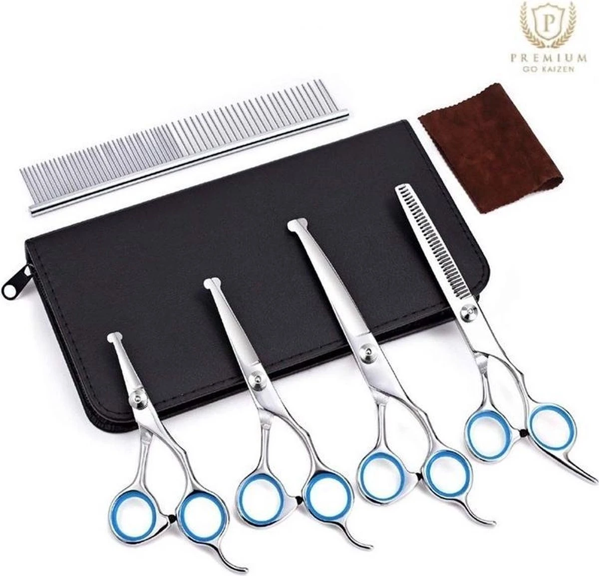 Professionele Hondenscharen Set - Extra Veilige Grooming Set - Trimscharen Voor Honden - Knipschaar - Effileerschaar / Uitdunschaar - Gebogen Schaar Met Ronde Punt - Precisieschaar - Hondenverzorging - Inclusief Kam, 2 Haarclips En Luxe Opbergdoos 3 Professionele Hondenscharen Set - Extra Veilige Grooming Set - Trimscharen Voor Honden - Knipschaar - Effileerschaar / Uitdunschaar - Gebogen Schaar Met Ronde Punt - Precisieschaar - Hondenverzorging - Inclusief Kam, 2 Haarclips En Luxe Opbergdoos