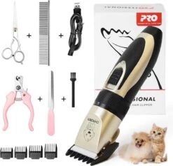 Thuys Hondentondeuse Set Voor Dikke Vacht - Tondeuse Set Voor Honden Draadloos - Set Voor Langharige Honden Met 4 Opzetstukken