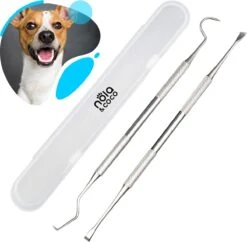 Nola & Coco® Tandsteen Verwijderaar Set Inclusief Bewaardoosje - Tandenkrabber - Set Van Twee - Hond - Kat - Tandenborstel - Tandplak Verwijderen - Tandenstoker - Honden Tanden Schoonmaken - Tandenhaakje - Gebitsreiniging