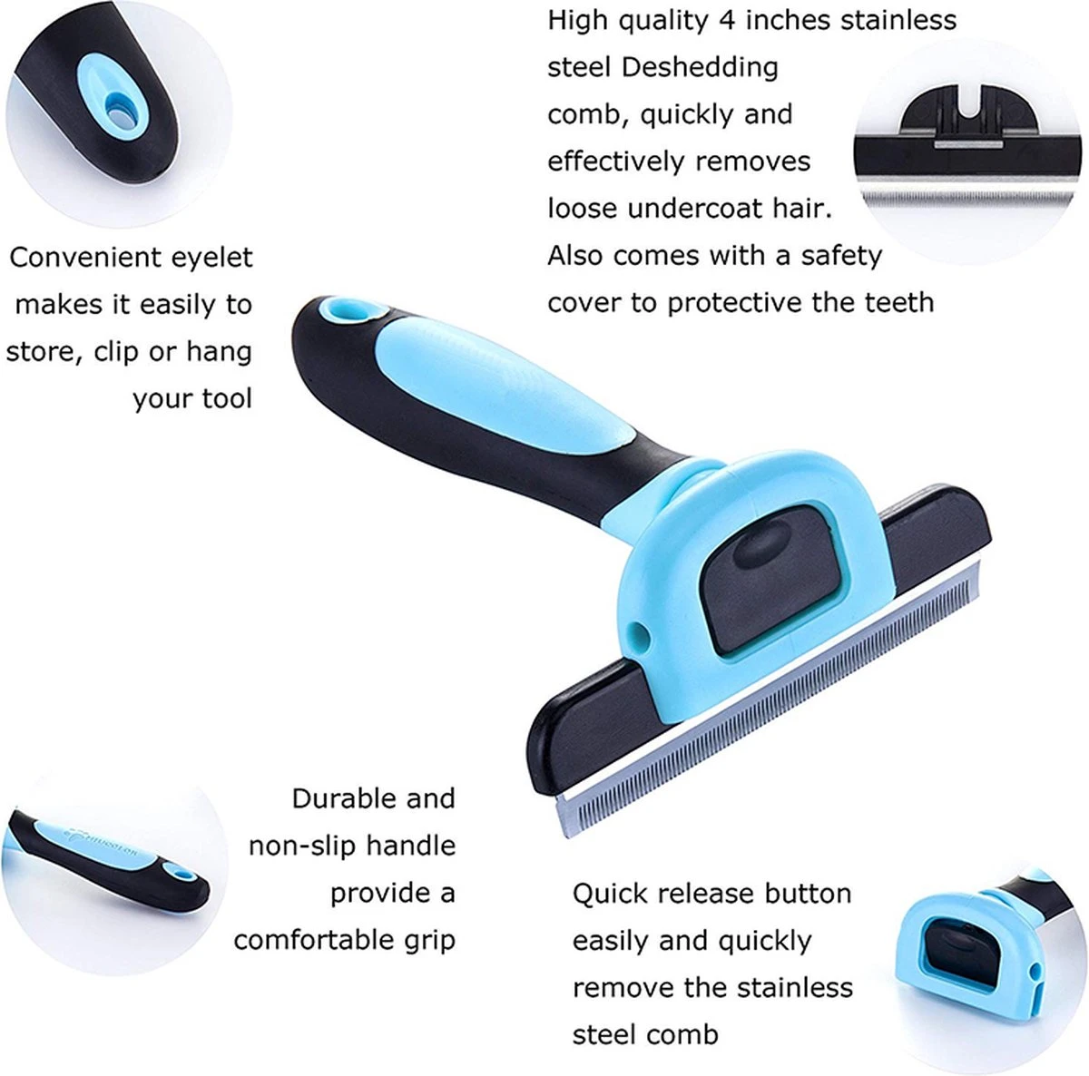 IGOODS - Verzorgingsborstel Voor Honden En Katten - Blauw 4 IGOODS - Verzorgingsborstel Voor Honden En Katten - Blauw - Afbeelding 2