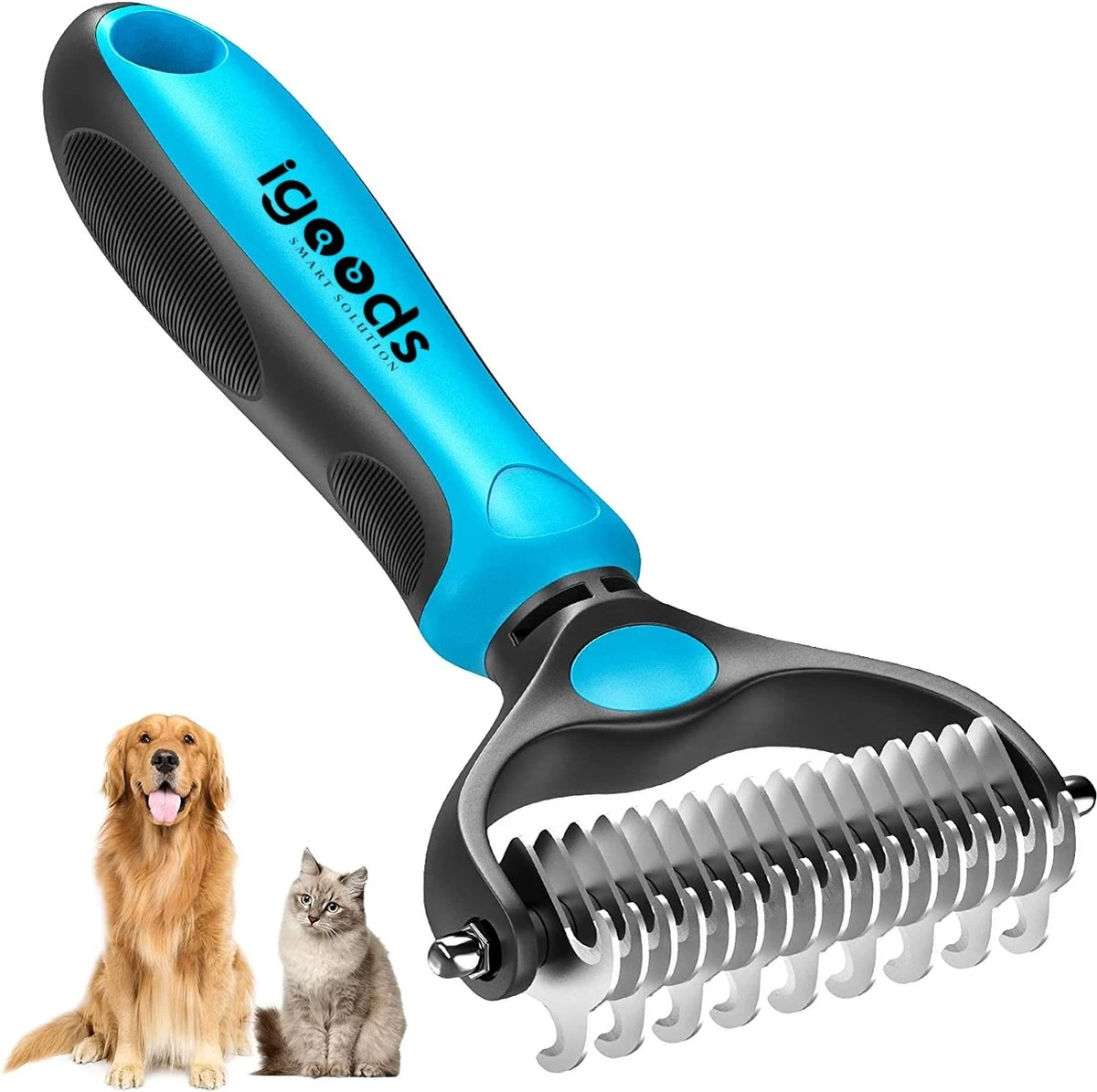 Igoods Professionele 2-Zijdige Ondervacht Kam Voor Hond En Kat - Hondenborstel – Kattenborstel 3 Igoods Professionele 2-Zijdige Ondervacht Kam Voor Hond En Kat - Hondenborstel – Kattenborstel