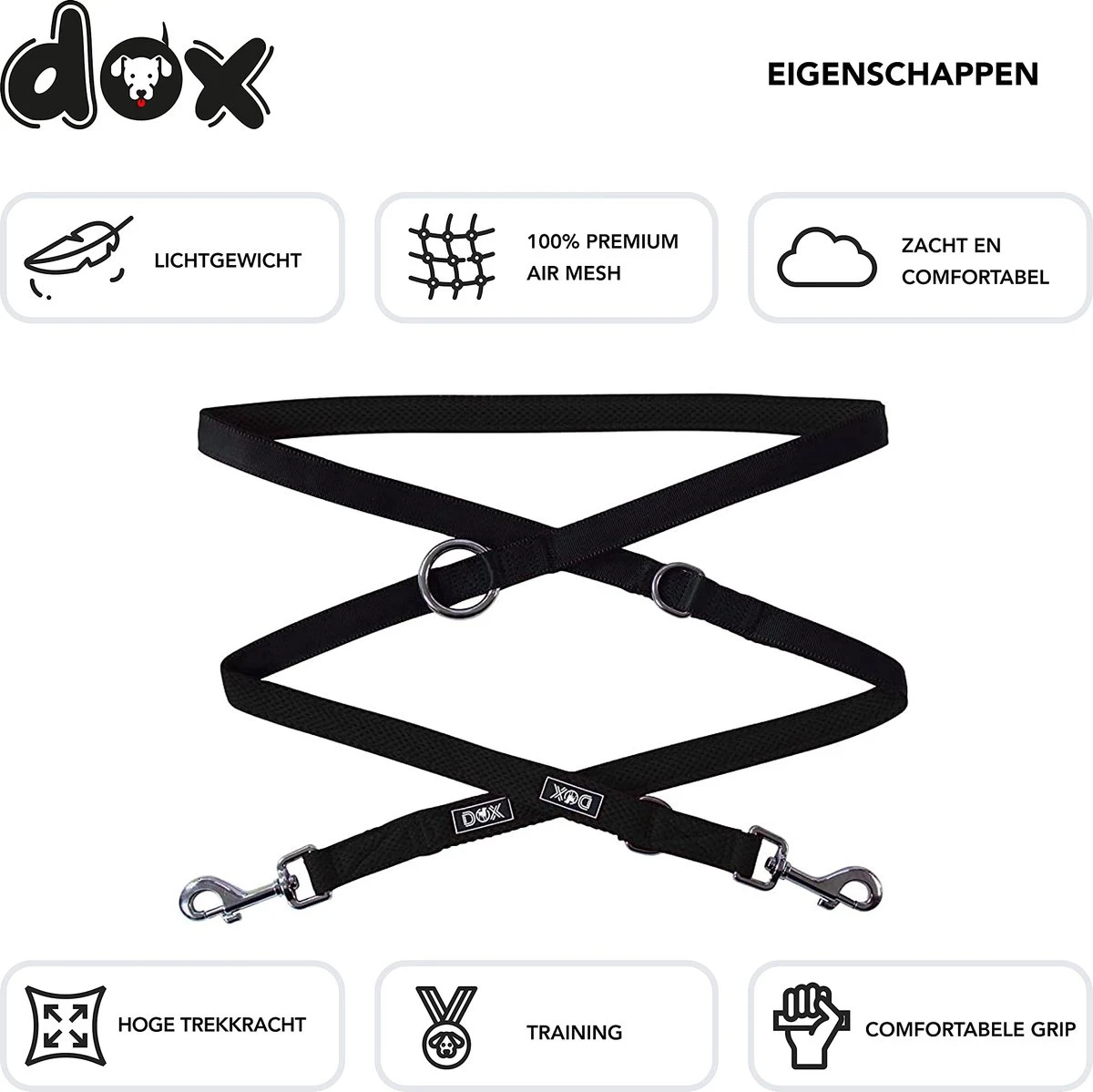 DDOXX Hondenriem Air Mesh, 3-voudig Verstelbaar, 2m | Voor Kleine & Grote Honden | Dubbele Riem Twee Honden Kat Puppy | Tug Leash Large | Lead Leash Small | Walking Leash Puppy Leash | Zwart, XS 5 DDOXX Hondenriem Air Mesh, 3-voudig Verstelbaar, 2m | Voor Kleine & Grote Honden | Dubbele Riem Twee Honden Kat Puppy | Tug Leash Large | Lead Leash Small | Walking Leash Puppy Leash | Zwart, XS - Afbeelding 3