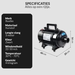 Hondenföhn/Waterblazer - Verstelbare Vermogen Standen (500W Tot 2400W) En Verstelbare Temperatuur - Zwart -Hondenserie Winkel 1200x1200 1009