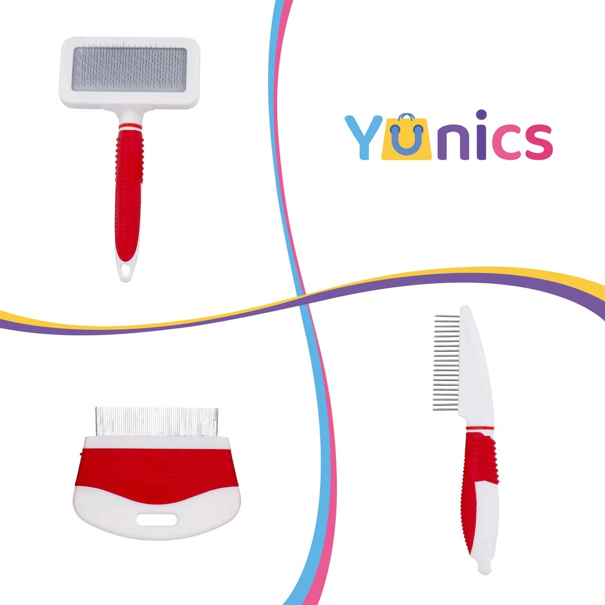 YUNICS® Hondenborstel Set - Hondenkam - Klittenkam – Slicker - Borstelset – Hondenhaar - Haarverzorging - Dierenverzorging - 3 Delig 4 YUNICS® Hondenborstel Set - Hondenkam - Klittenkam – Slicker - Borstelset – Hondenhaar - Haarverzorging - Dierenverzorging - 3 Delig - Afbeelding 2