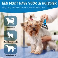 Hoogwaardige 2-Zijdige Hondenkam Hondenborstel Borstel Hond Klittenkam - Ondervacht Kam - Honden Borstel - Honden Kam - Hondenborstel Langharig - Hondenborstel Kortharig - Verwijdert Klitten - Voorkomt Verharing - Blauw - Woodoro -Hondenserie Winkel 1200x1200 1210
