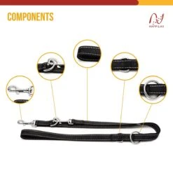 Happilax Dog Leash 2m Adjustable - Black/Reflective - 3-Step Adjustable Leash - Double Leash, Tug Leash - Geschikt Als Hondenriem Voor Grote Honden Of Als Sleepriem Voor Kleine Honden. -Hondenserie Winkel 1200x1200 1363