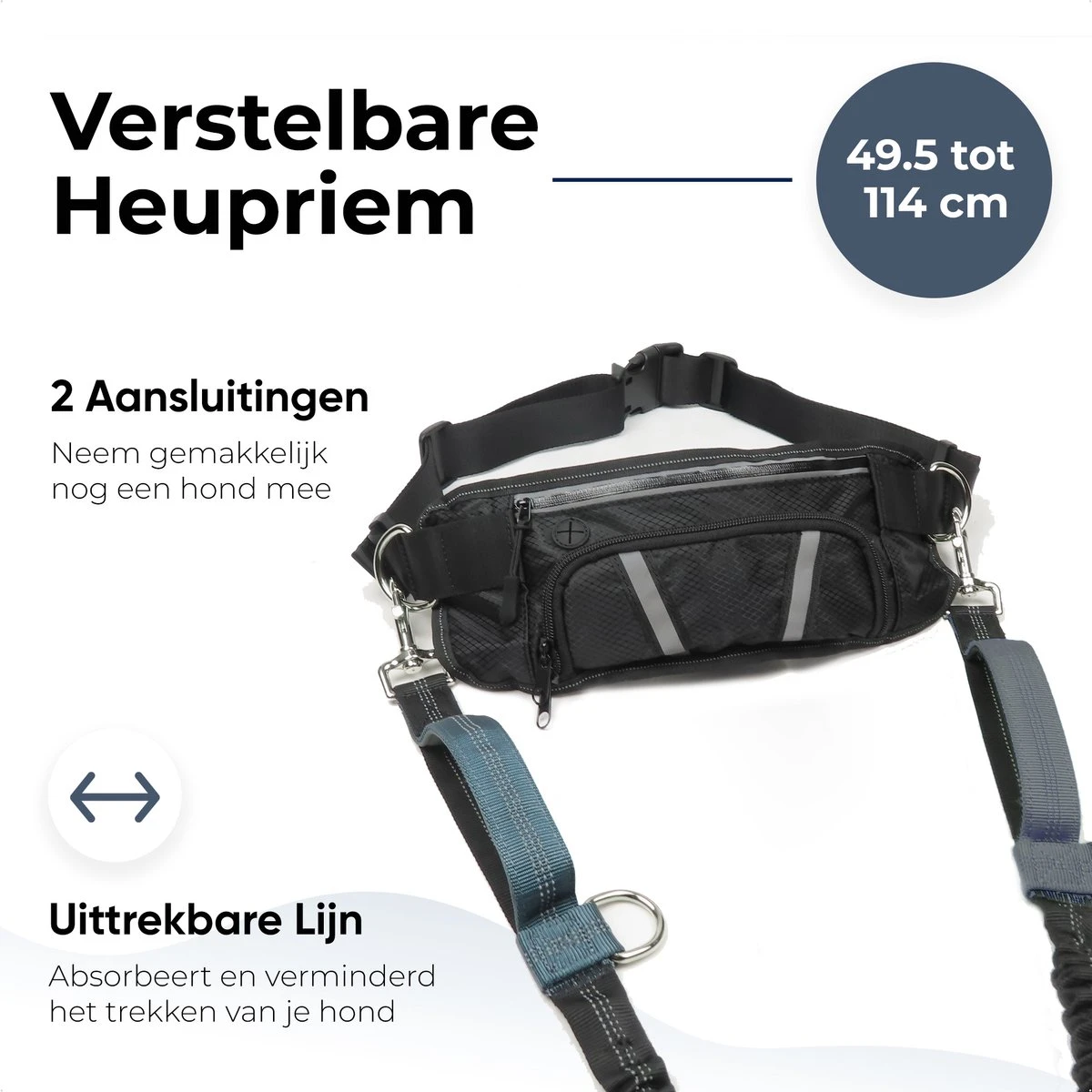 Canicross Looplijn Hond Met Heupriem Voor Hardlopen - Elastische Handsfree Hondenriem - Honden Trainingslijn - 150/200cm - Grijs 5 Canicross Looplijn Hond Met Heupriem Voor Hardlopen - Elastische Handsfree Hondenriem - Honden Trainingslijn - 150/200cm - Grijs - Afbeelding 3