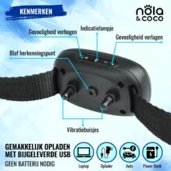 Nola & Coco® Oplaadbare Anti Blafband - 4 Kleuren - Zonder Schok - Waterdichte Diervriendelijke Blaf Halsband - Opvoedingshalsband - Voor Grote En Kleine Honden - Lichte Vibratie En Geluid - 3 Tot 60kg -Hondenserie Winkel 1200x1200 1402
