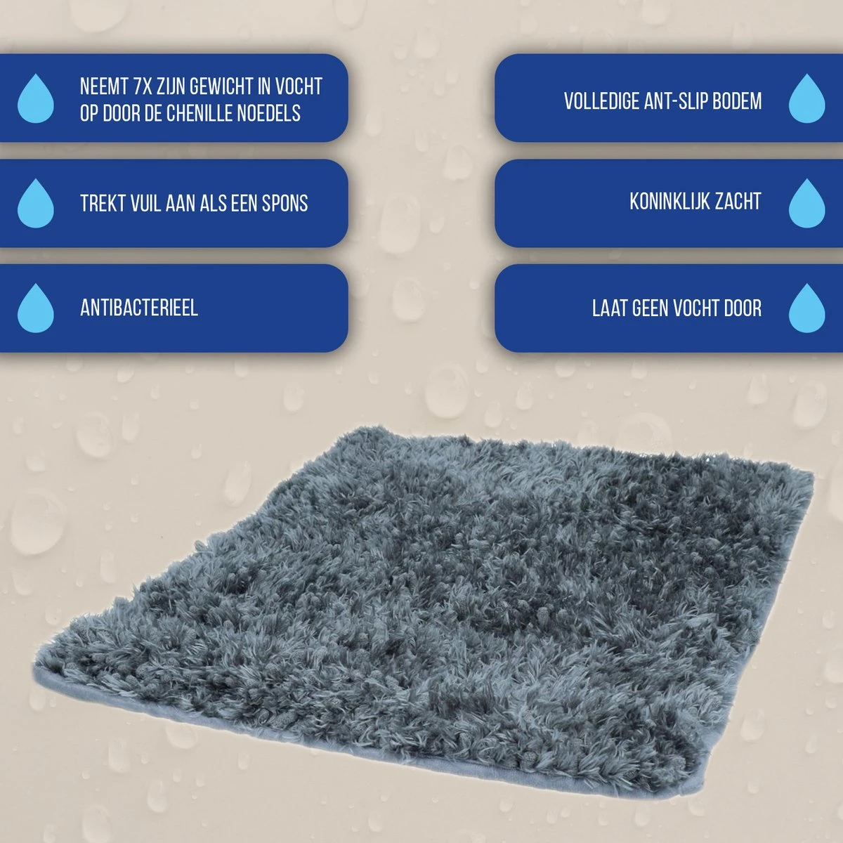 Royal Dry Absorberende Anti-knoeimat Voor Honden – Trekt Vuil Als Een Spons – Laat Geen Vocht Door – 61x45 Cm – Microfiber Chenille – Geschikt Voor Honden En Overige Huisdieren 4 Royal Dry Absorberende Anti-knoeimat Voor Honden – Trekt Vuil Als Een Spons – Laat Geen Vocht Door – 61x45 Cm – Microfiber Chenille – Geschikt Voor Honden En Overige Huisdieren - Afbeelding 2