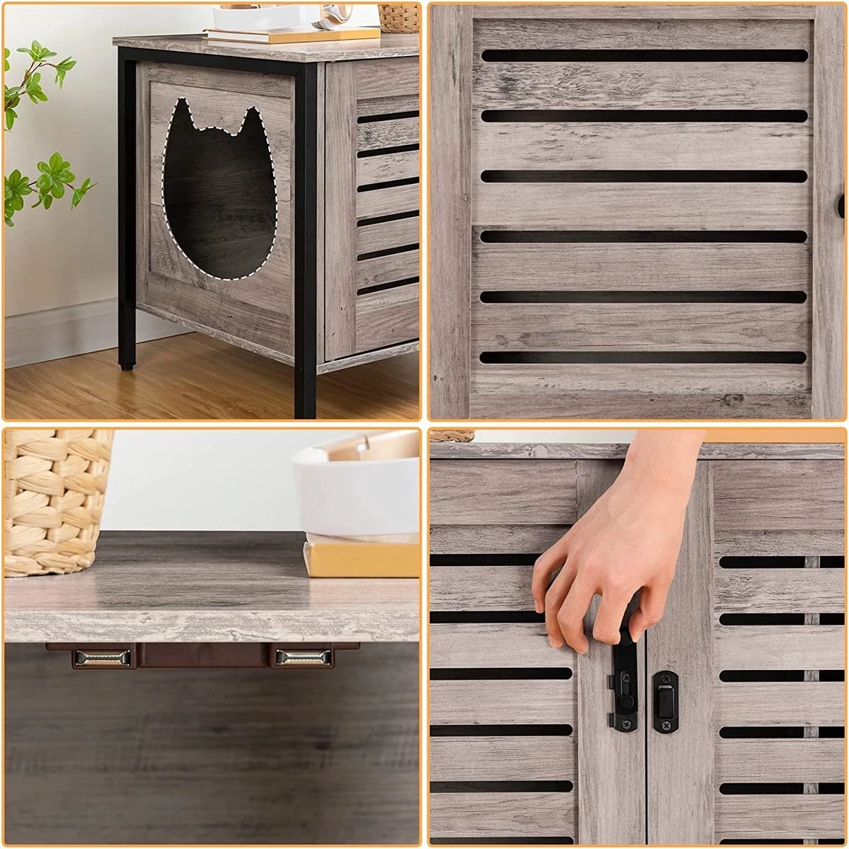 Houten Kattenhuis - Kattenkast Voor Binnen & Buiten - Kattenhok - Kattenhuisje Hout Met Deur En Gat - Hondenhok Voor Kleine Honden - 80 X 45 X 50.5 Cm 4 Houten Kattenhuis - Kattenkast Voor Binnen & Buiten - Kattenhok - Kattenhuisje Hout Met Deur En Gat - Hondenhok Voor Kleine Honden - 80 X 45 X 50.5 Cm - Afbeelding 2