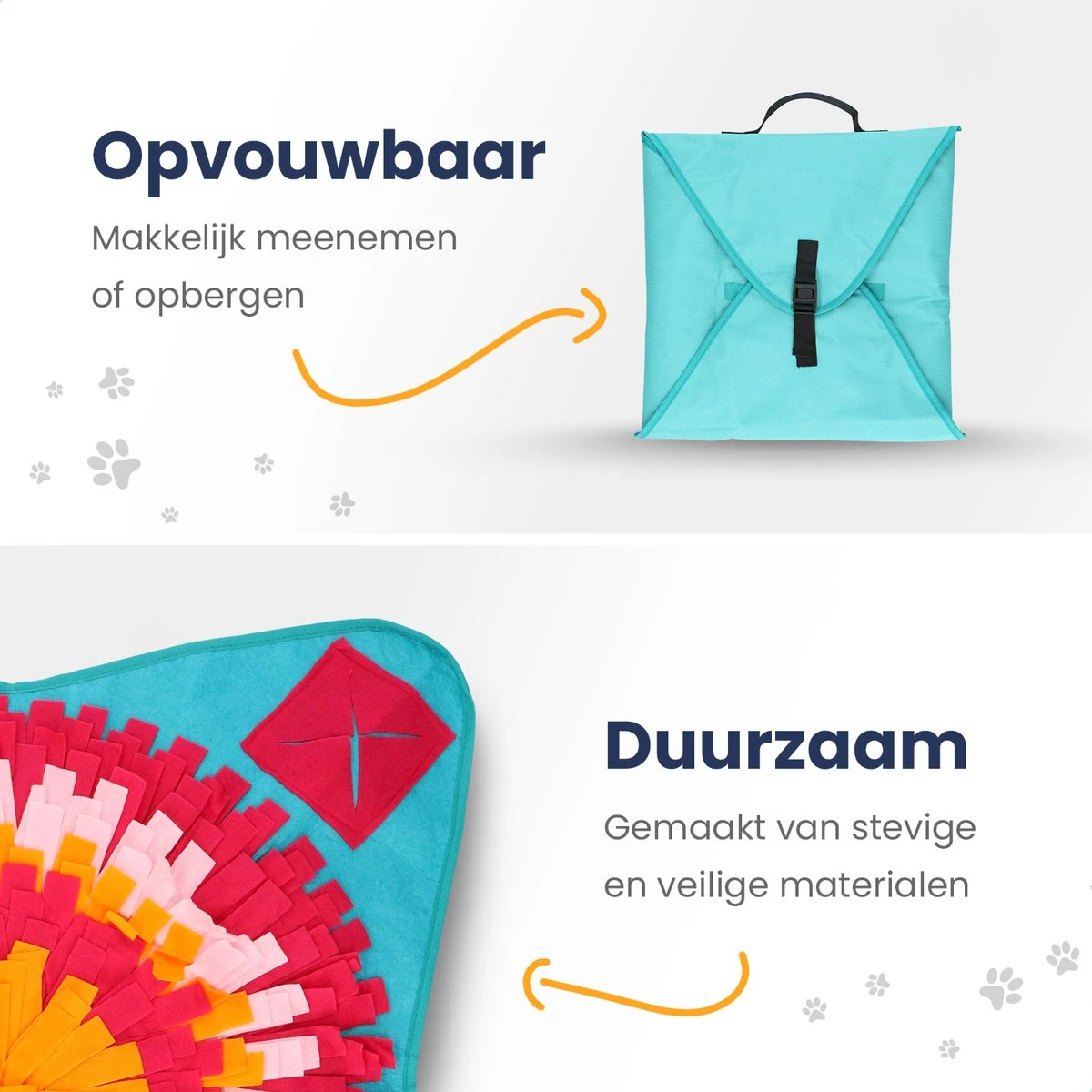 Snuffelmat 70x70cm Inclusief Rubberen Massage Bal & E-book - Speelmat Hond - Denkspel Hond - Puppy Speelgoed - Anti Schrok Mat - Honden Snoepjes - Cadeau Tip 4 Snuffelmat 70x70cm Inclusief Rubberen Massage Bal & E-book - Speelmat Hond - Denkspel Hond - Puppy Speelgoed - Anti Schrok Mat - Honden Snoepjes - Cadeau Tip - Afbeelding 3