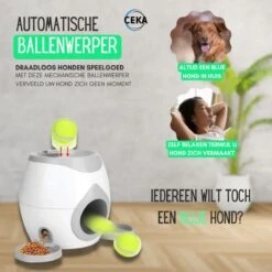 Ceka - Automatische Ballenwerper Hond - Met Voer / Beloning Systeem - Honden Speelgoed Intelligentie - Inclusief 2 Tennisbalen + Voerschep -Hondenserie Winkel 1200x1200 349