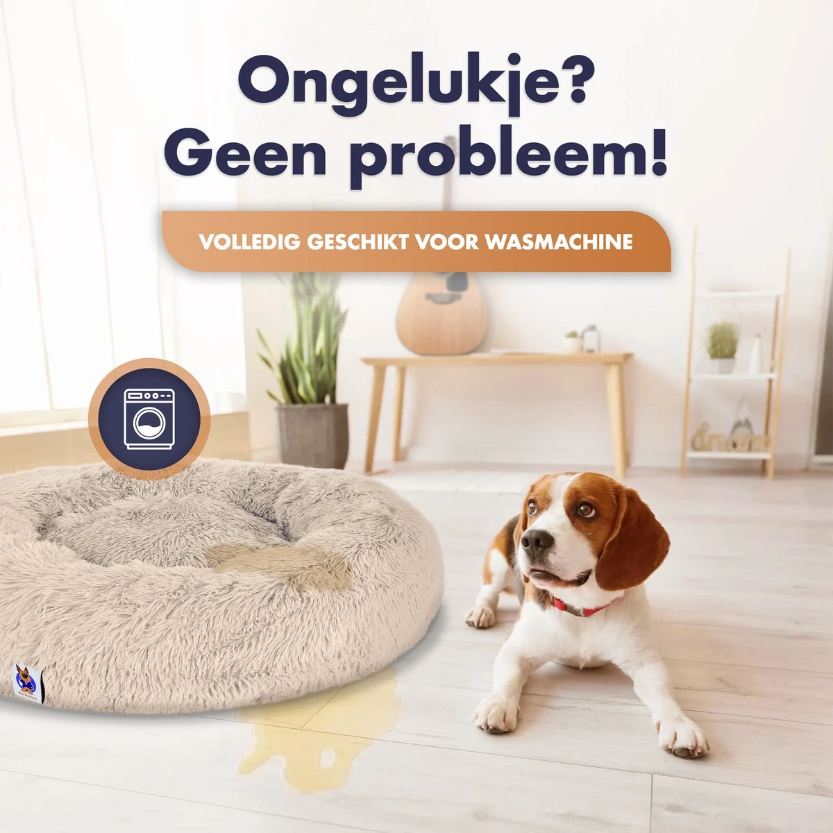 Pet Perfect Donut Hondenmand XXL - 100cm - Fluffy Hondenkussen - Hondenbed - Créme/Bruin 7 Pet Perfect Donut Hondenmand XXL - 100cm - Fluffy Hondenkussen - Hondenbed - Créme/Bruin - Afbeelding 5