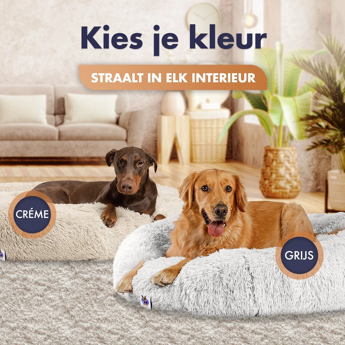 Pet Perfect Donut Hondenmand XXL - 100cm - Fluffy Hondenkussen - Hondenbed - Créme/Bruin 9 Pet Perfect Donut Hondenmand XXL - 100cm - Fluffy Hondenkussen - Hondenbed - Créme/Bruin - Afbeelding 7