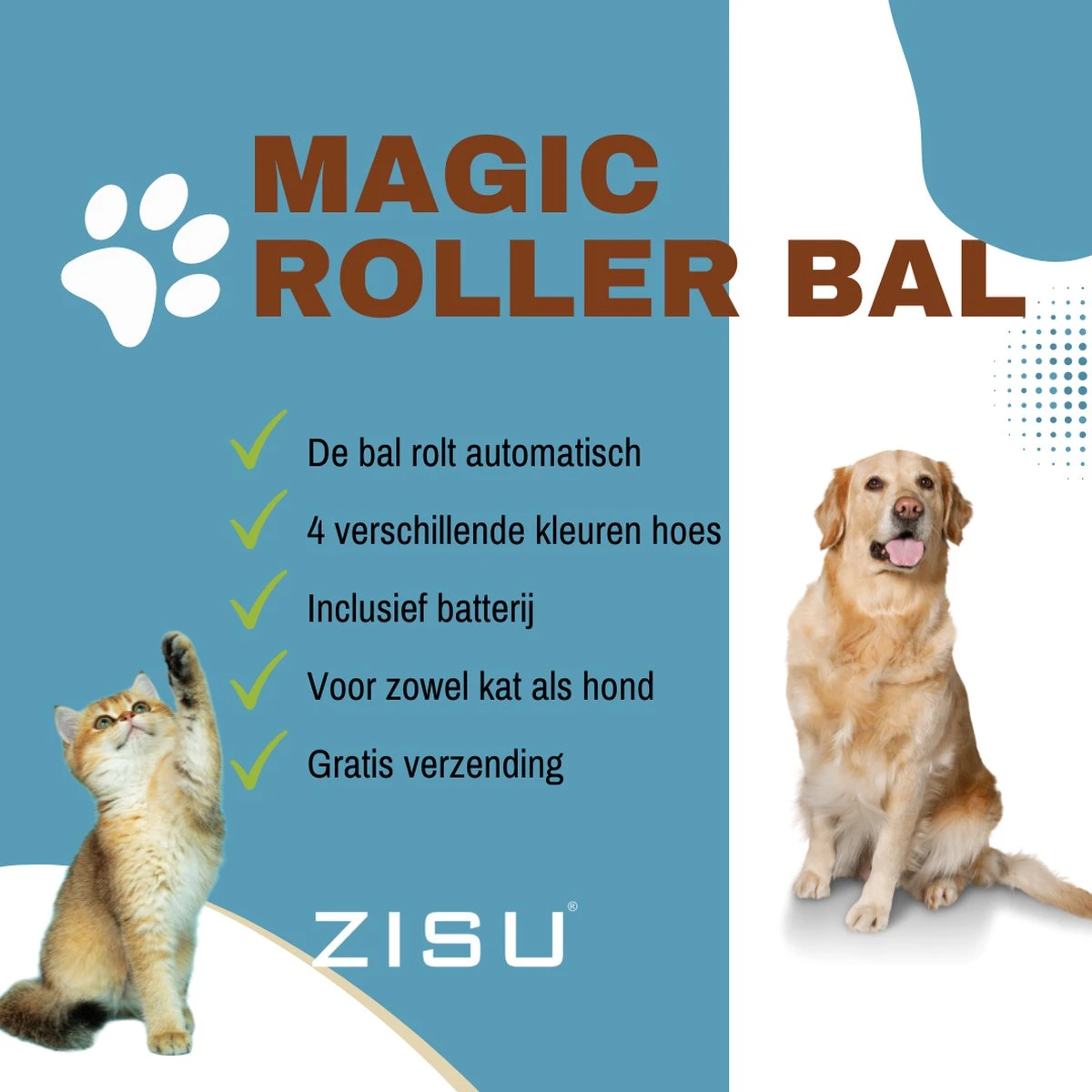 Merkloos Magic Roller Ball – Honden Speelgoed – Kattenspeeltjes - Honden Speeltjes - Kattenspeelgoed - INCLUSIEF BATTERIJ 4 Merkloos Magic Roller Ball – Honden Speelgoed – Kattenspeeltjes - Honden Speeltjes - Kattenspeelgoed - INCLUSIEF BATTERIJ - Afbeelding 2