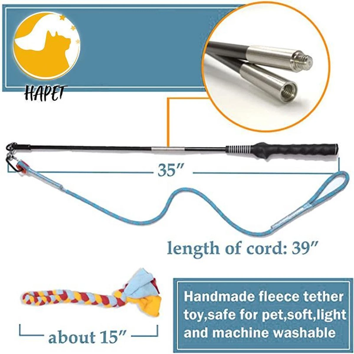CF Pack - Hond Buitenspeelgoed Actief Behendigheid Touw Dog Flirt Pole Flirtpole Toy Tug Tease Wand Non-Bungee Cord Dog Toy For Fun Obedience Training Extandable Toy Honden Speelgoed Hondenspeelgoed Behendigheidspeelgoed 5 CF Pack - Hond Buitenspeelgoed Actief Behendigheid Touw Dog Flirt Pole Flirtpole Toy Tug Tease Wand Non-Bungee Cord Dog Toy For Fun Obedience Training Extandable Toy Honden Speelgoed Hondenspeelgoed Behendigheidspeelgoed - Afbeelding 3