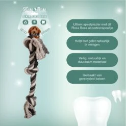Floss Boss Flostouw – Zeer Stevig En Veilig Hondenspeelgoed – Hondentouw Van Gerecycled Katoen – Grijs Trektouw – 55cm – 325g – 3 Knopen -Hondenserie Winkel 1200x1200 749