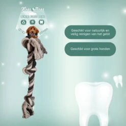 Floss Boss Flostouw – Zeer Stevig En Veilig Hondenspeelgoed – Hondentouw Van Gerecycled Katoen – Grijs Trektouw – 55cm – 325g – 3 Knopen -Hondenserie Winkel 1200x1200 750