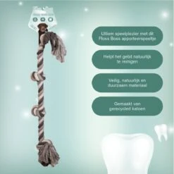 Floss Boss Flostouw – Zeer Stevig En Veilig Hondenspeelgoed – Hondentouw Van Gerecycled Katoen – Grijs Trektouw – 85cm – 600g – 4 Knopen -Hondenserie Winkel 1200x1200 755