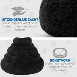 Pawzle Hondenmand - Donut Hondenkussen - Kattenmand - Bed Voor Honden & Katten - Wasbaar - 60cm - Zwart -Hondenserie Winkel 1200x1200 90