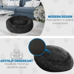 Pawzle Hondenmand - Donut Hondenkussen - Kattenmand - Bed Voor Honden & Katten - Wasbaar - 60cm - Zwart -Hondenserie Winkel 1200x1200 91