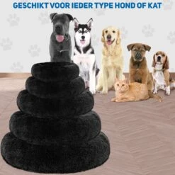 Pawzle Hondenmand - Donut Hondenkussen - Kattenmand - Bed Voor Honden & Katten - Wasbaar - 60cm - Zwart -Hondenserie Winkel 1200x1200 92