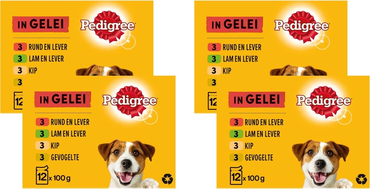 Pedigree Adult Honden Natvoer - Vlees & Gevogelte In Gelei - 4 X 6 Stuks 3 Pedigree Adult Honden Natvoer - Vlees & Gevogelte In Gelei - 4 X 6 Stuks