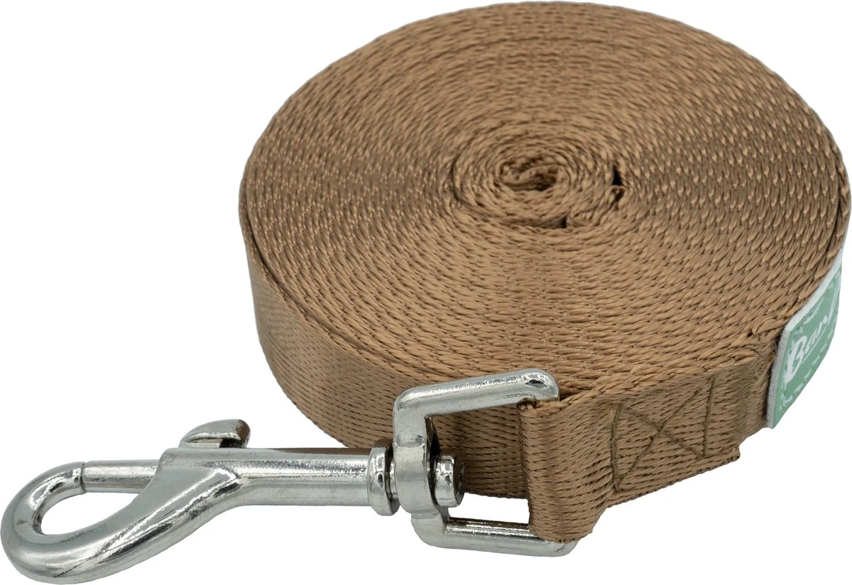 Hondenriem 5 Meter | Gerecycled Nylon | Lange Lijn | Trainingslijn | 2cm | Bruin