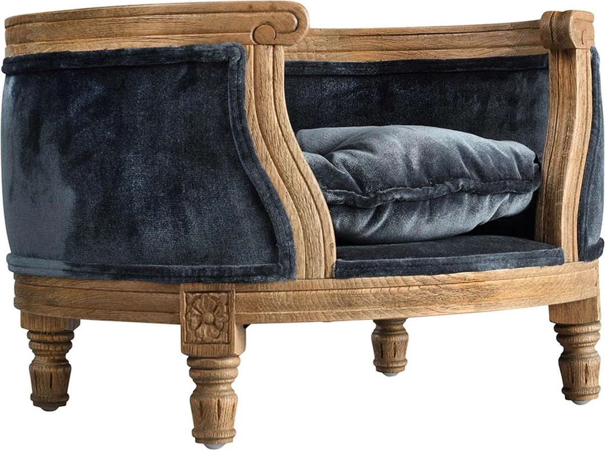 Lord Lou - George Blauw Velvet S - Luxe Hondenmand - Luxe Kattenmand - 49x40x31 4 Lord Lou - George Blauw Velvet S - Luxe Hondenmand - Luxe Kattenmand - 49x40x31 - Afbeelding 2