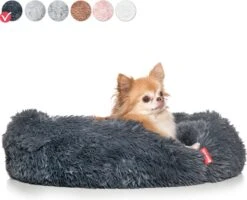 Snoozle Donut Hondenmand - Zacht En Luxe Hondenkussen - Wasbaar - Fluffy - Hondenmanden - 50cm - Grijs