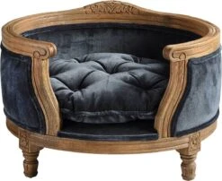 Lord Lou - George Blauw Velvet S - Luxe Hondenmand - Luxe Kattenmand - 49x40x31