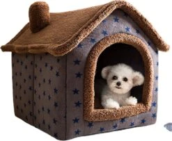 Château Animaux® Hondenhuis - Kattenhuis - 50 X 40x 46 Cm - Dierenhuis - Kattenhok - Hondentent - Hondenhuisjes Voor Binnen - Bruin
