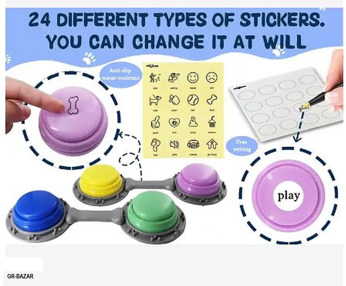 XDT Praatknoppen 4 Stuks - Opneembare Knoppen - Hondentraining 5 XDT Praatknoppen 4 Stuks - Opneembare Knoppen - Hondentraining - Afbeelding 3